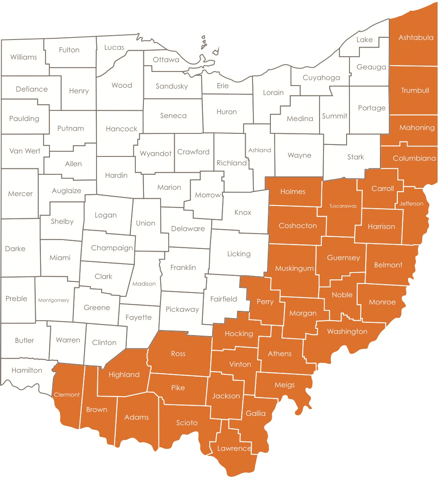 Map of Ohio counties